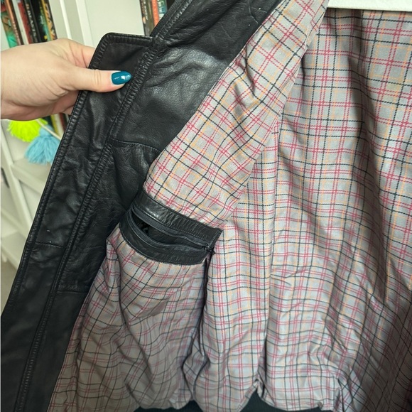 Vintage Scully 80s 90s retro leather black bomber flight jacket coat fur collar - Picture 7 of 8